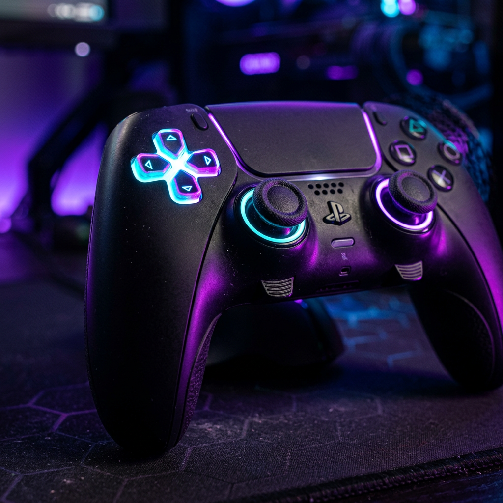 Control gamer con iluminación RGB en OyunZone