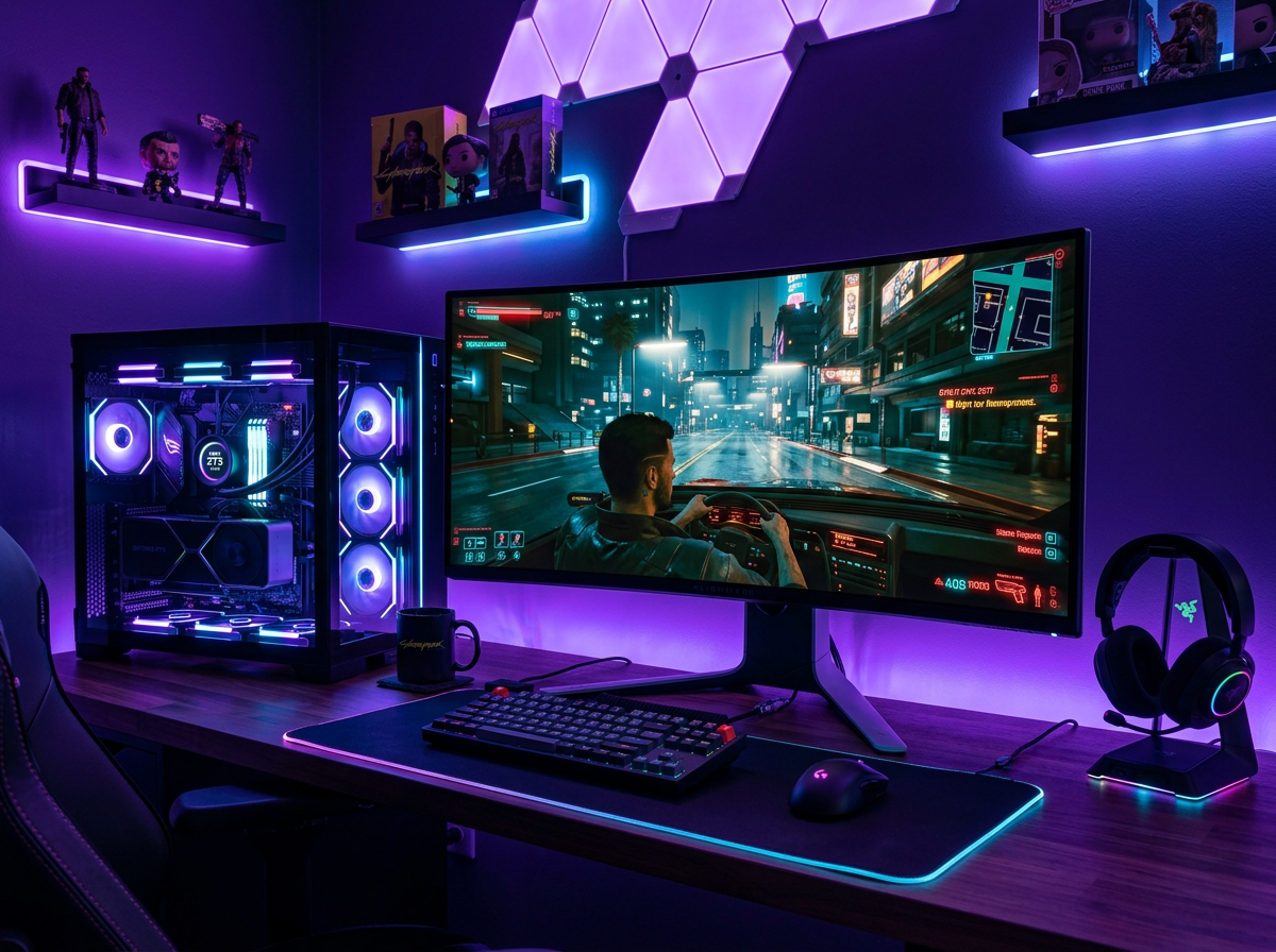 Estación PC gaming con iluminación RGB en OyunZone